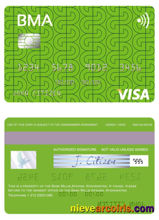 Afghanistan Bank Millie Afghan visa card 